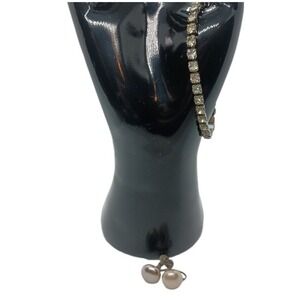 Rhinestone Bracelet & Faux Pearl Earrings Set Vintage‎ SKUJ023